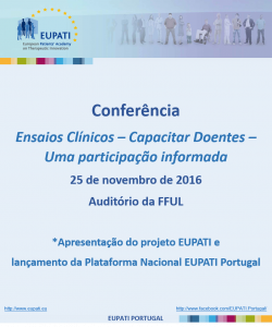 Conferência “Ensaios Clínicos – Capacitar Doentes – Uma participação informada”