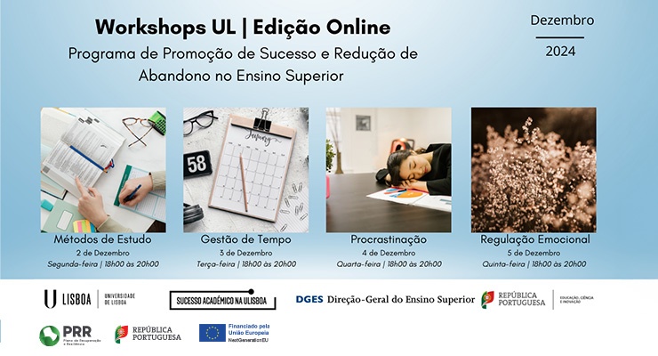 Ciclo de Workshops em Dezembro – Sucesso Escolar na ULisboa